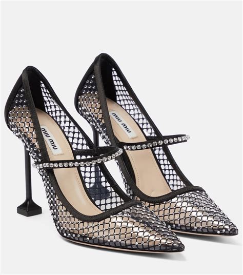 crystal-embellished miu miu shoes|Miu Miu Crystal Embellished Mesh Pumps on SALE .